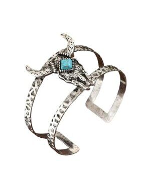 Western Turquoise Cuff Bracelet Adjustable Open Bangle Cowgirl Jewelry Gift